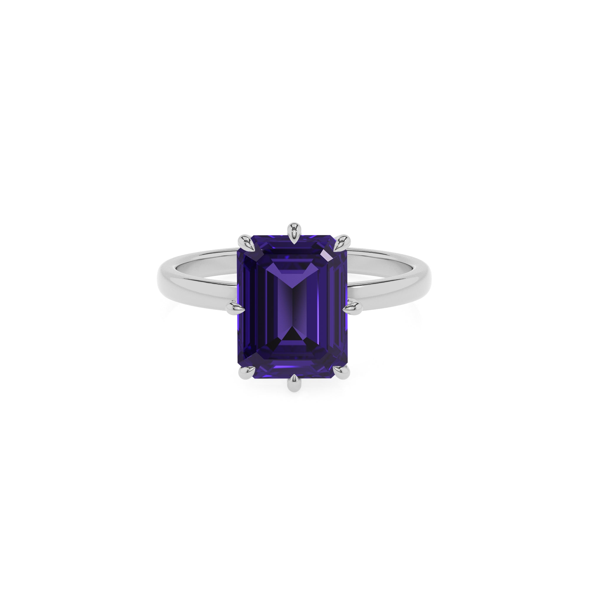 lab-grown tanzanite emerald solitaire engagement ring