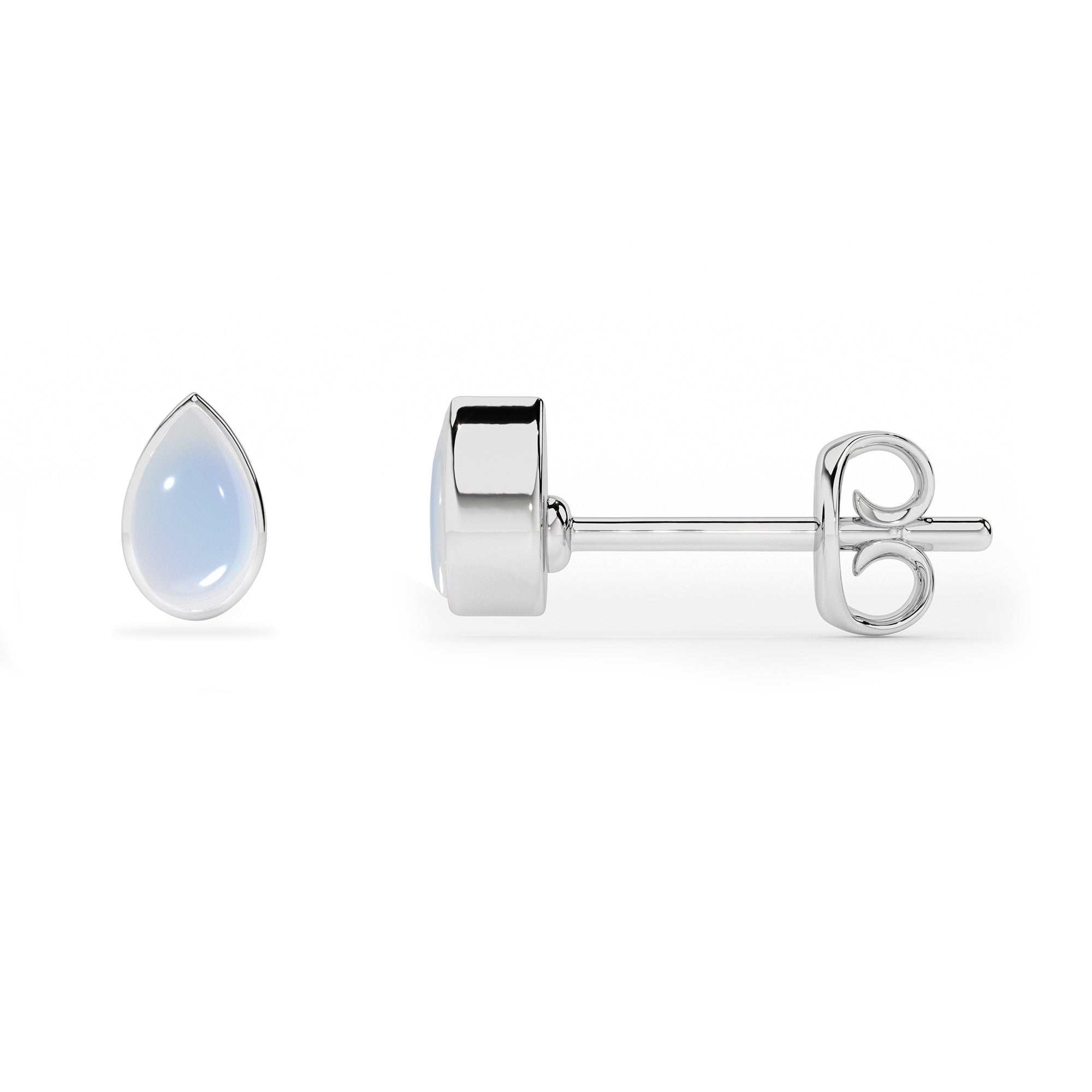 natural rainbow moonstone pear shape stud earrings