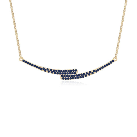 natural blue-sapphire bypass curved bar necklaces in yellow gold vermeil 