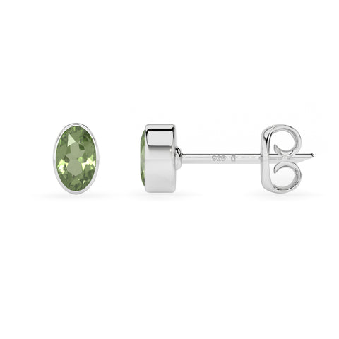 natural moldavite oval shape stud earrings