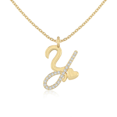 moissanite Initials necklaces in yellow gold vermeil 