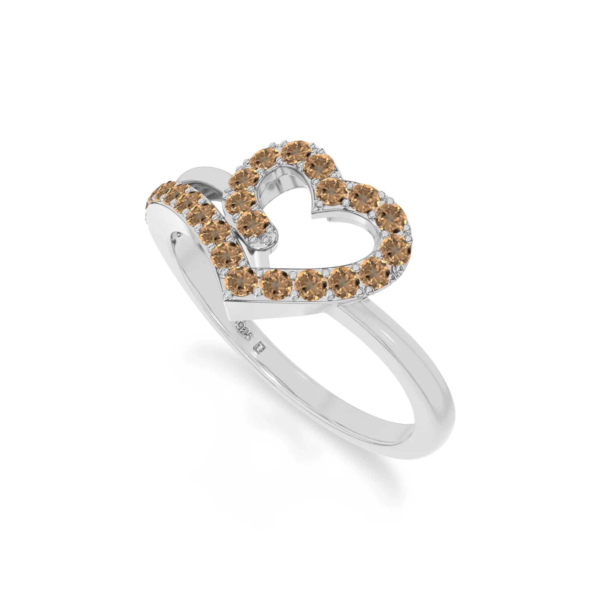 natural citrine heart promise rings in sterling silver 