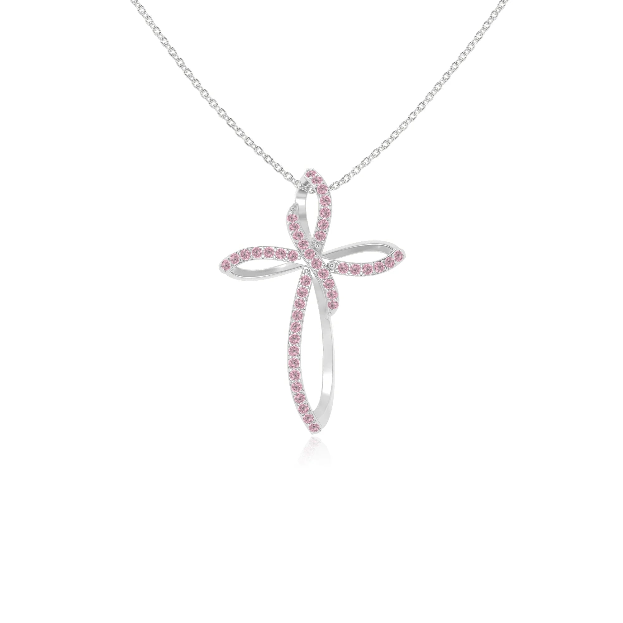natural pink-tourmaline infinity cross necklaces in sterling silver 