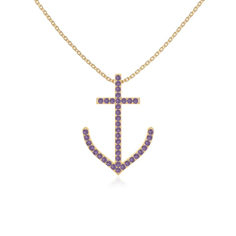 natural amethyst anchor necklaces in yellow gold vermeil 