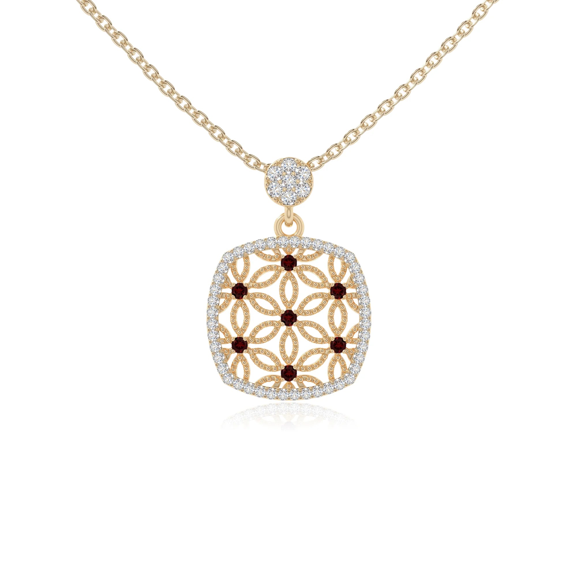 natural garnet infinity love knot necklaces in yellow gold vermeil 