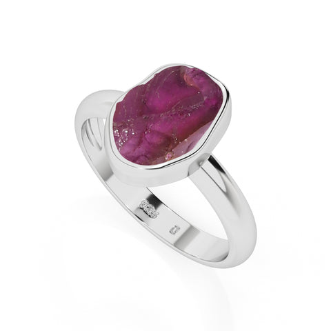 pink-tourmaline rough shape stackable bezel-set ring