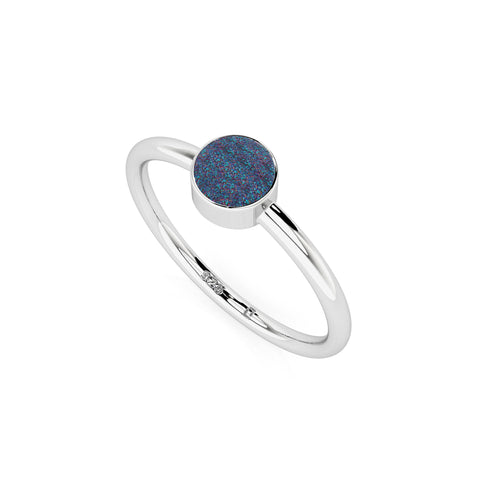 titanium druzy round cab stackable bezel-set ring