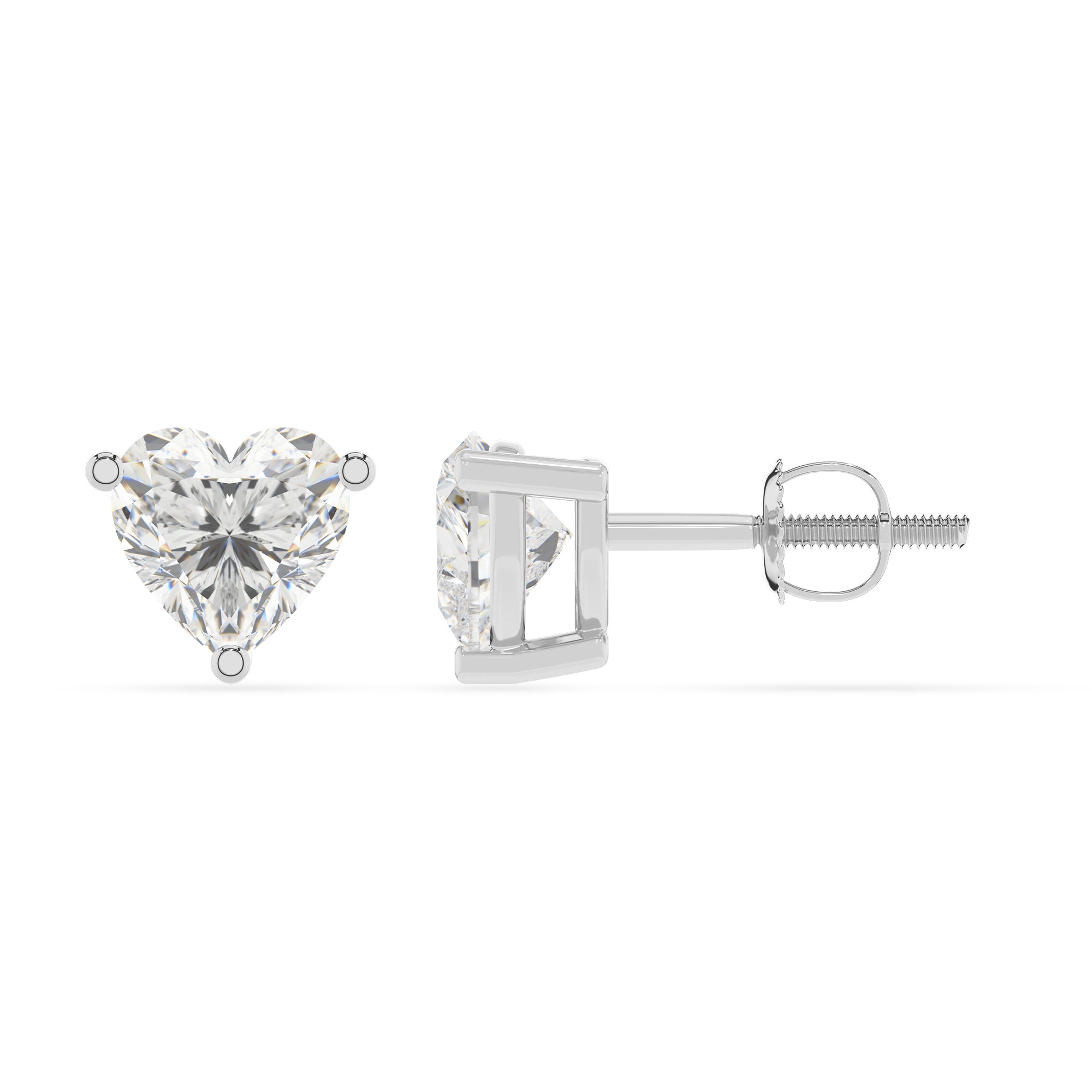 lab grown moissanite heart stud earrings 