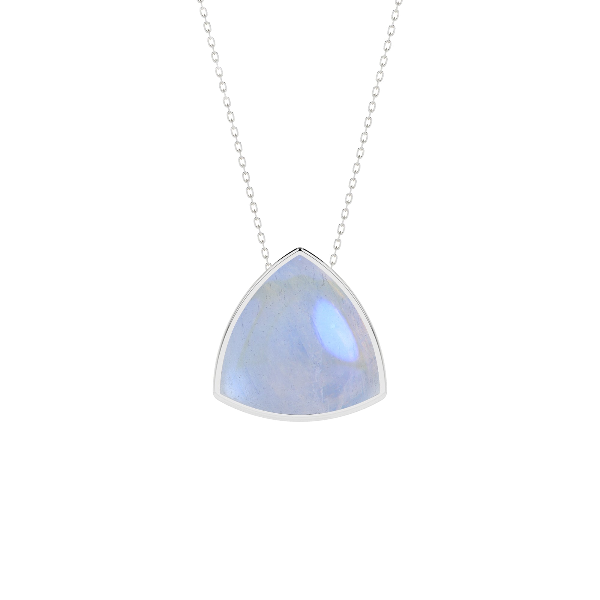 natural rainbow-moonstone trillion shape pendant necklace