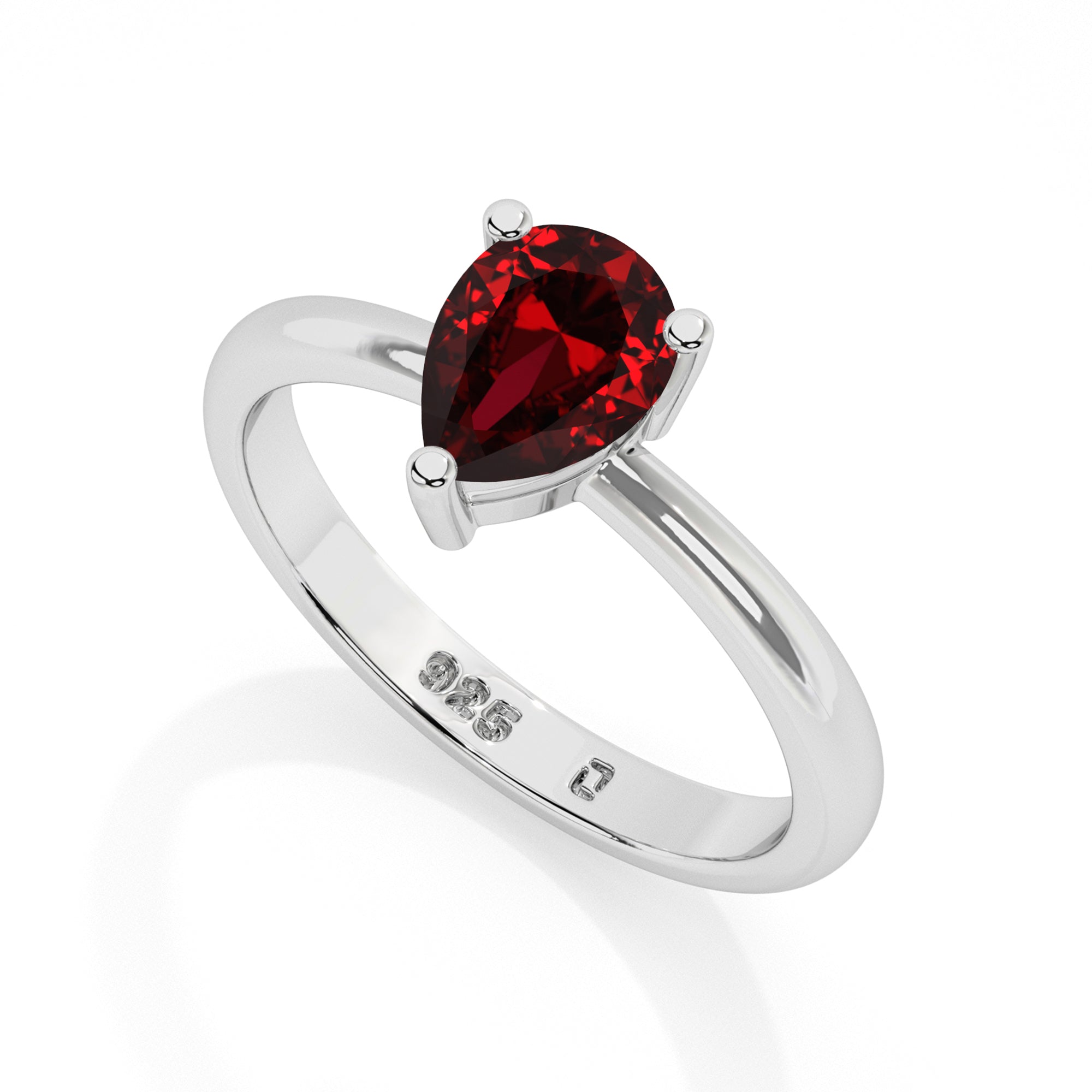 ruby pear cut solitaire prong-set ring