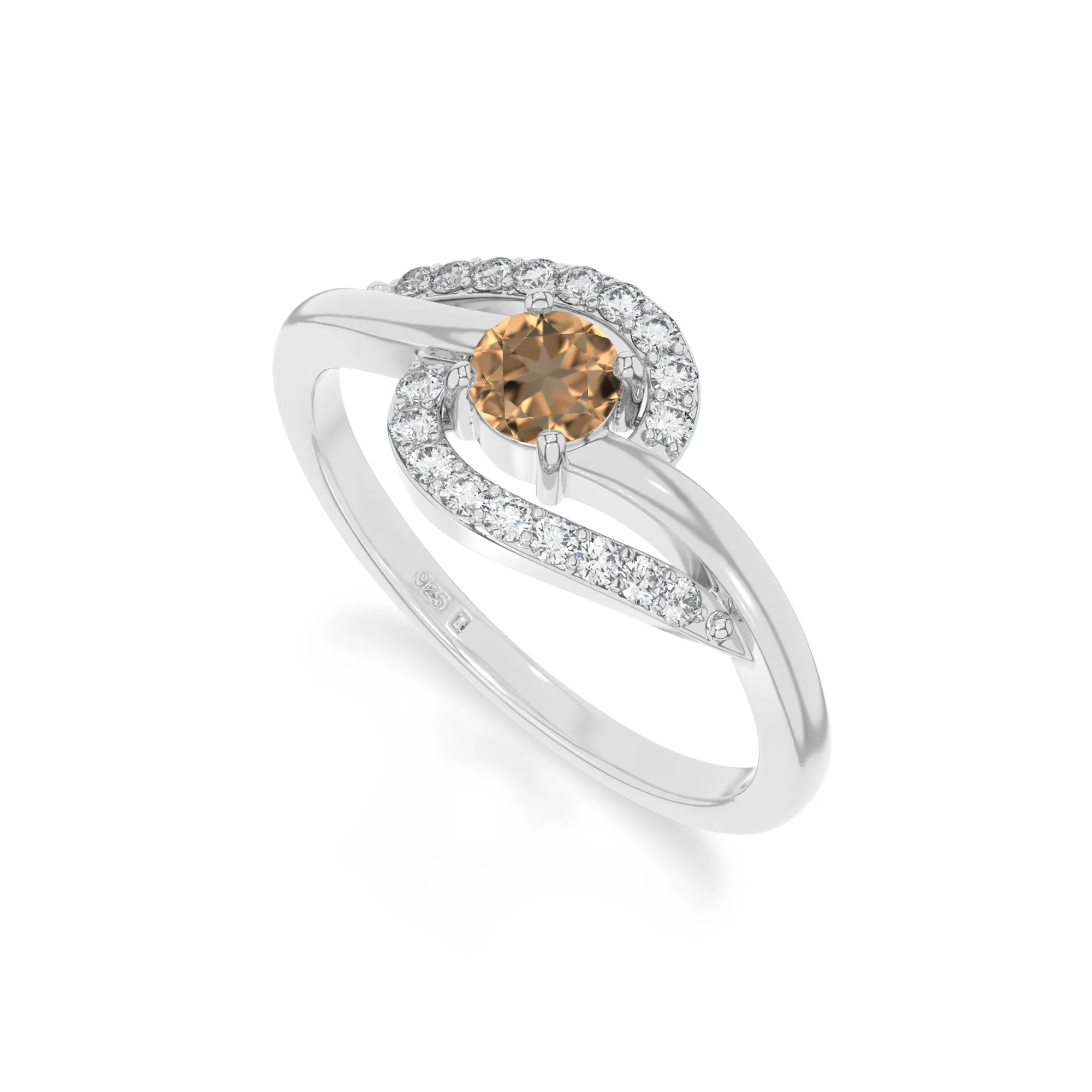 natural citrine infinity solitaire rings in sterling silver 