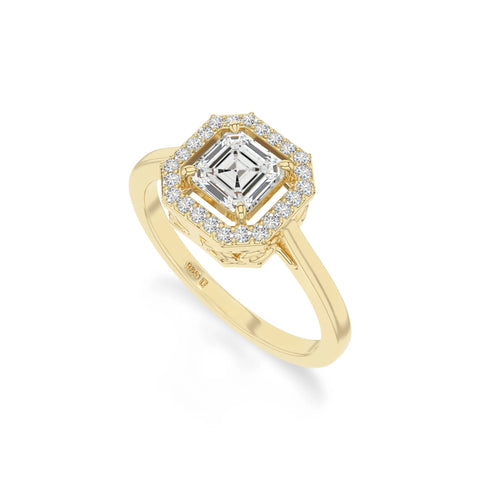natural moissanite solitaire halo engagement rings in yellow gold vermeil
