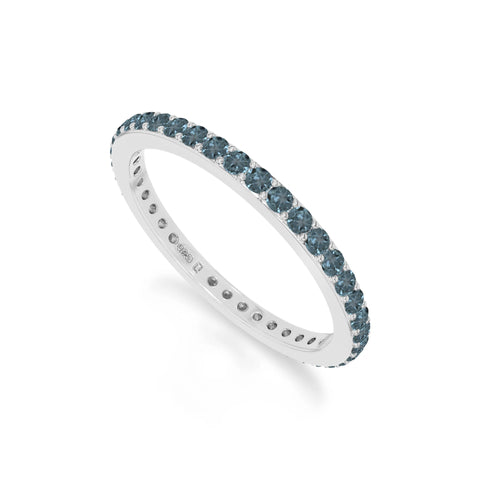 natural london blue topaz eternity band rings in sterling silver 