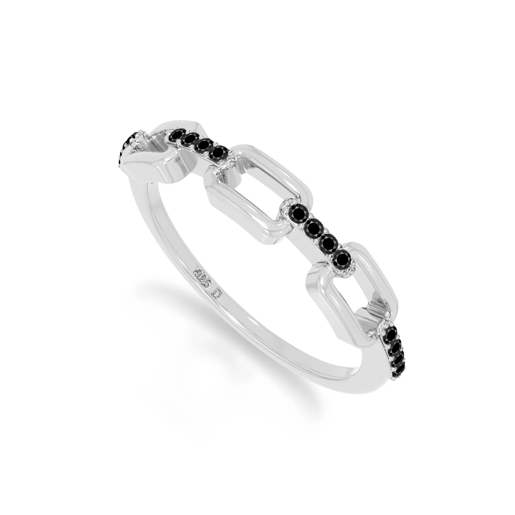 natural black onyx interlocking wedding band rings in sterling silver 