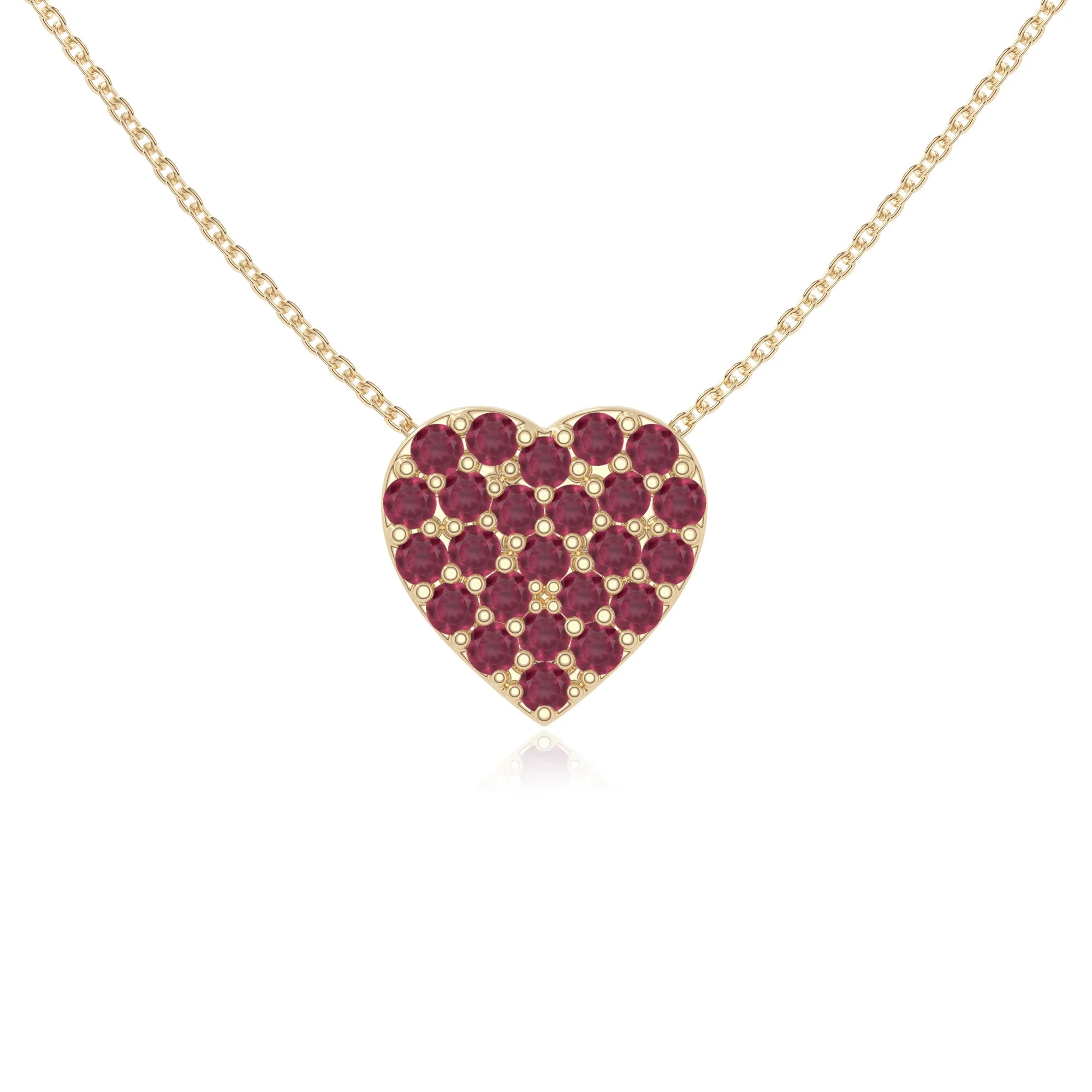 natural ruby studded heart necklaces in yellow gold vermeil 