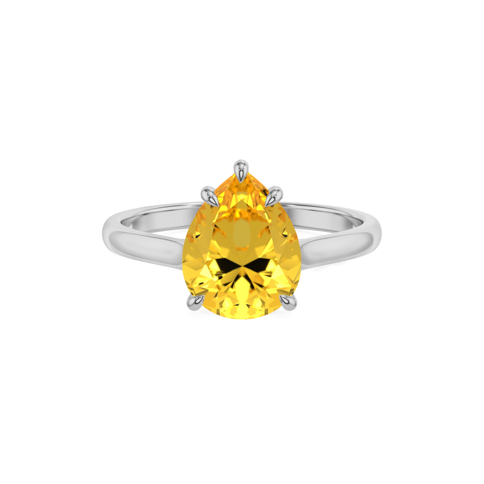 lab grown yellow sapphire pear solitaire engagement ring