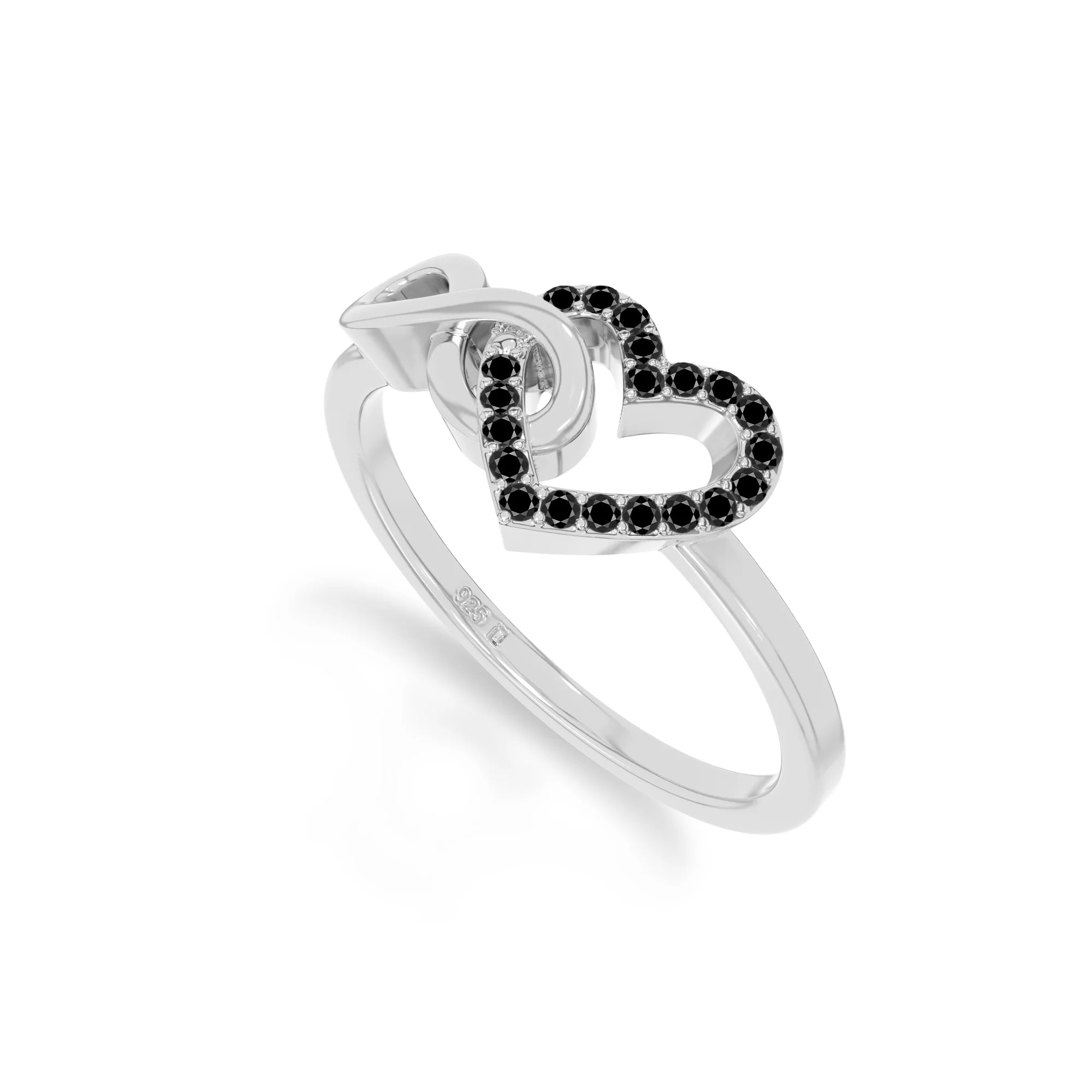 natural black onyx infinity heart promise rings in sterling silver 