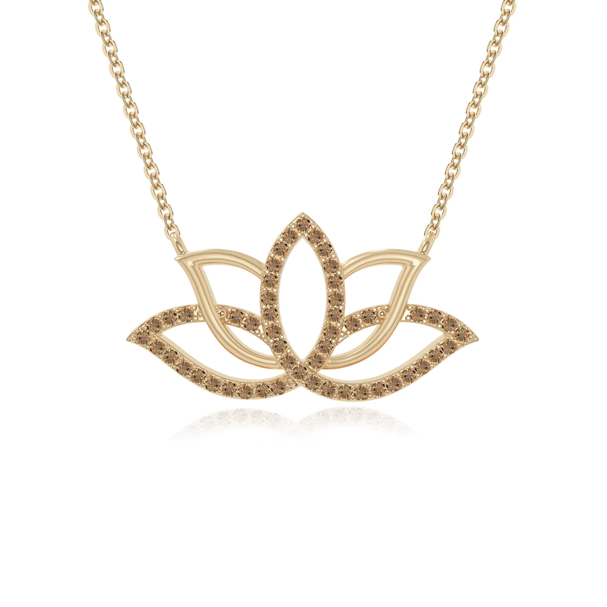 natural citrine lotus flower necklaces in yellow gold vermeil 