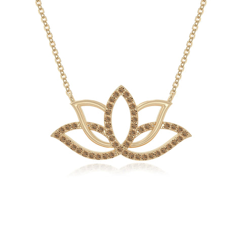natural citrine lotus flower necklaces in yellow gold vermeil 