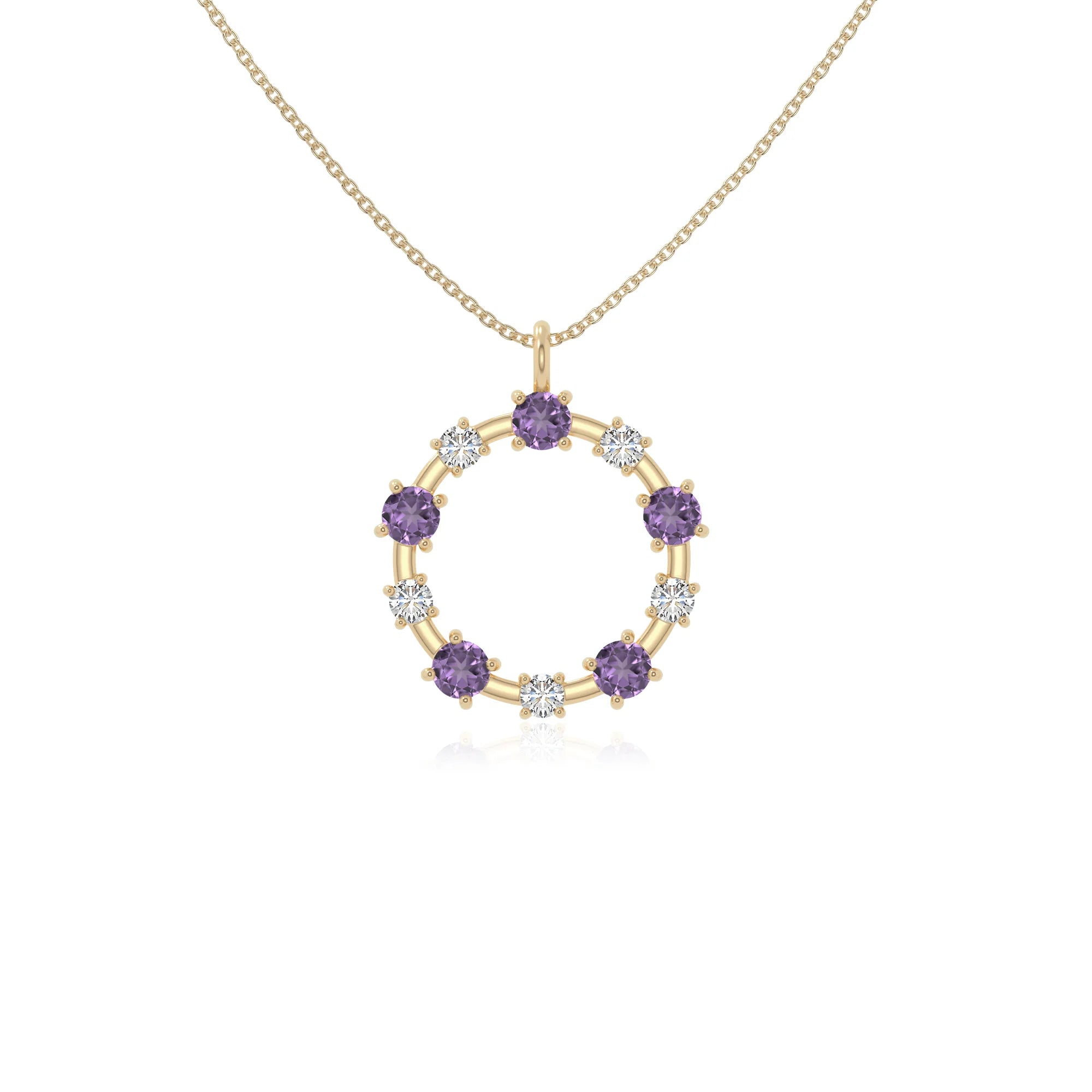 natural amethyst infinity love knot necklaces in yellow gold vermeil 