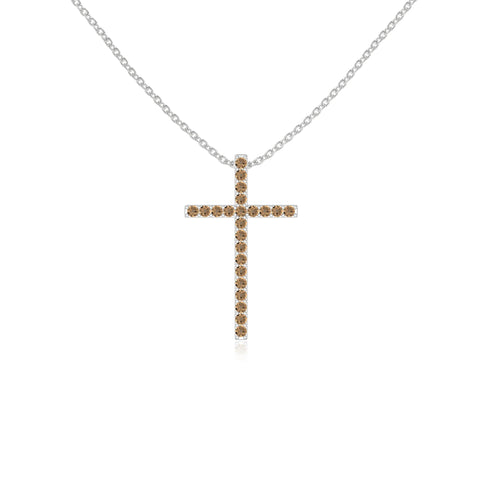 natural citrine cross necklaces in sterling silver 