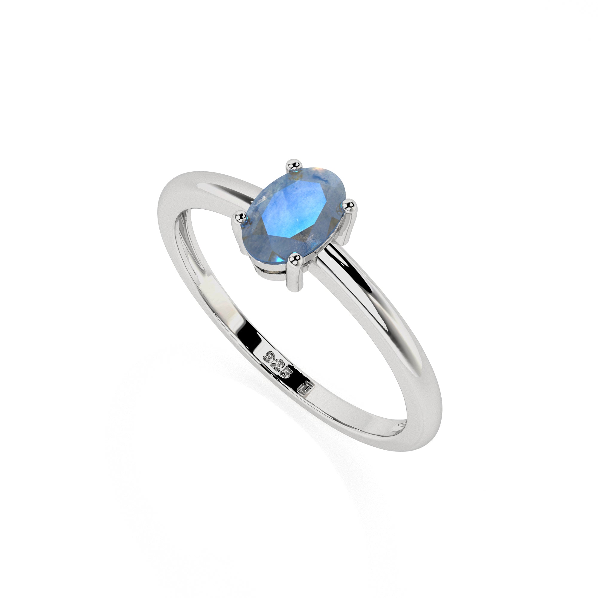 labradorite oval cut stackable prong-set ring