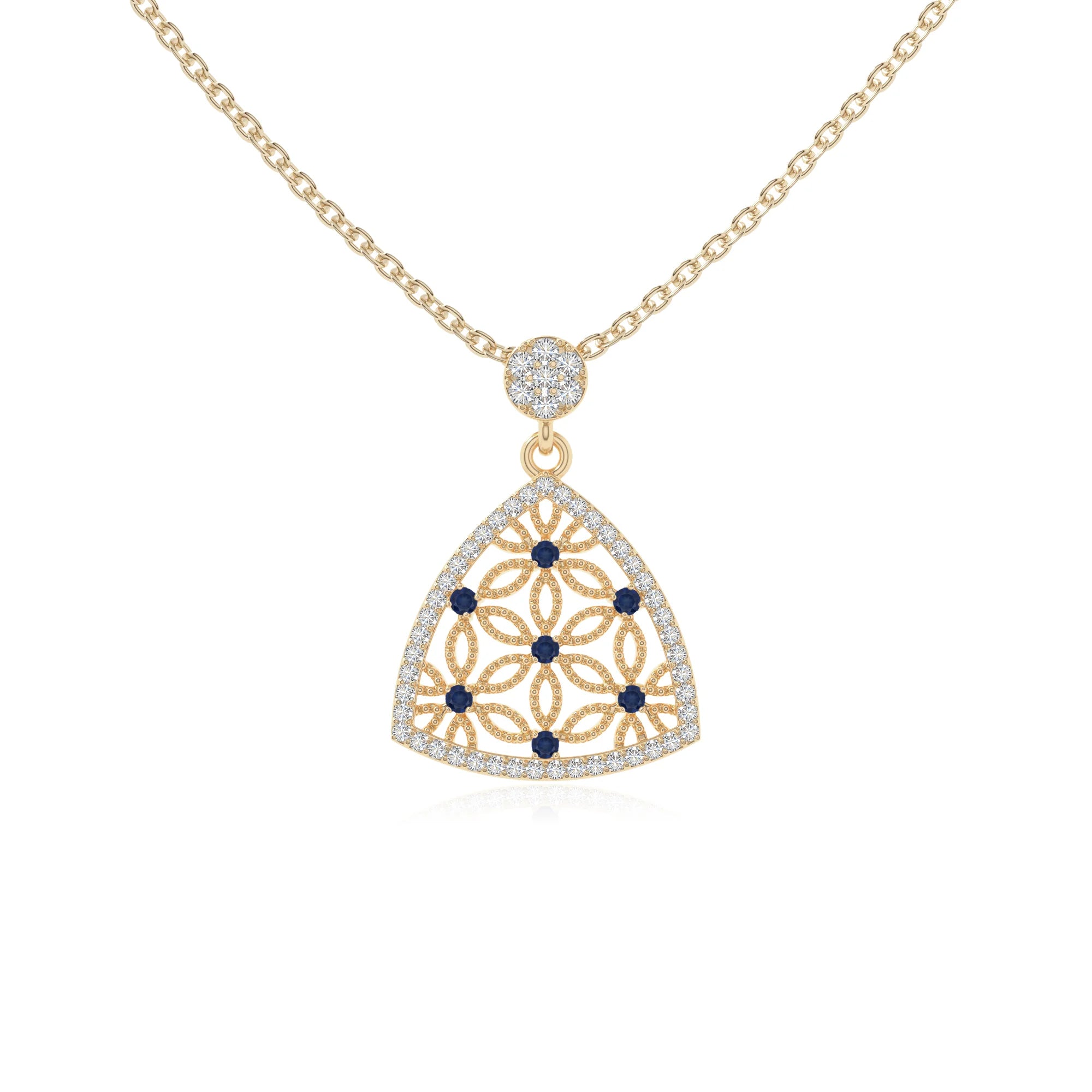 natural blue-sapphire infinity love knot necklaces in yellow gold vermeil 