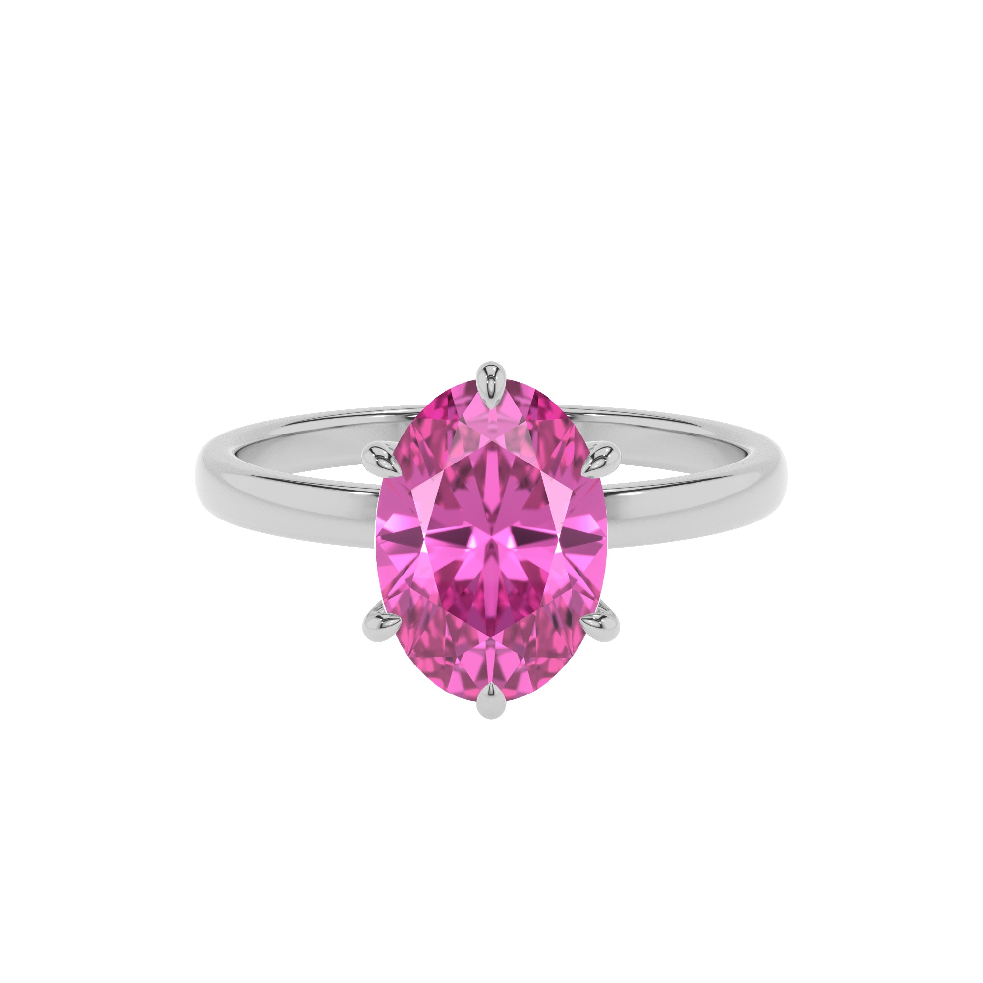 lab-grown pink-sapphire oval solitaire engagement ring