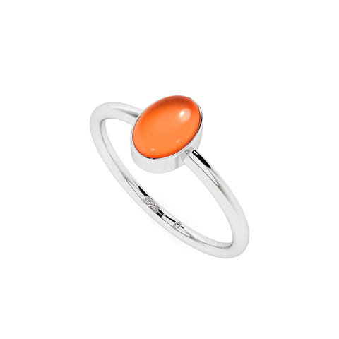 carnelian oval cab stackable bezel-set ring