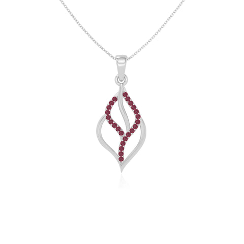 natural ruby leaf necklaces in sterling silver 