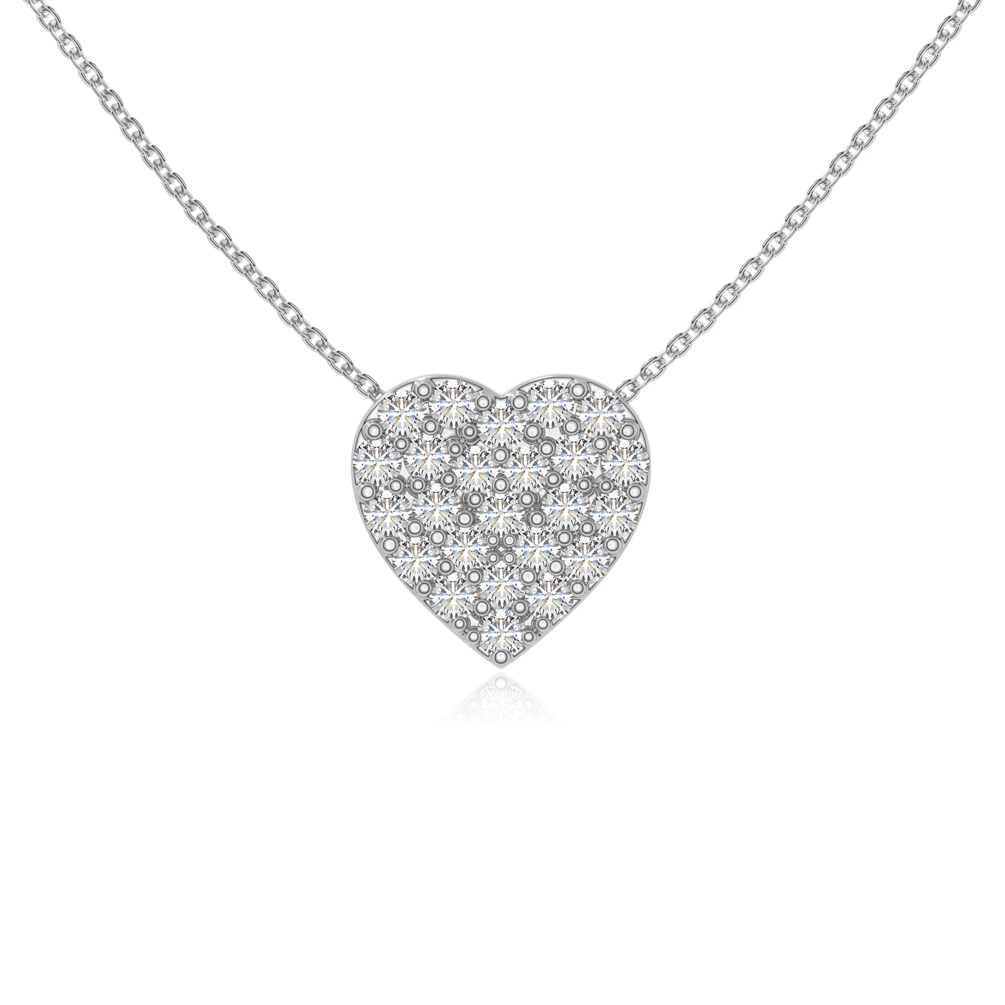 moissanite studded heart necklaces in sterling silver 