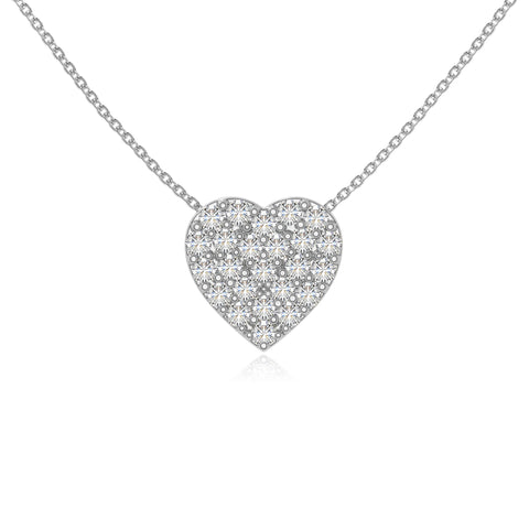 moissanite studded heart necklaces in sterling silver 
