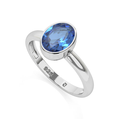 kyanite oval cut stackable bezel-set ring