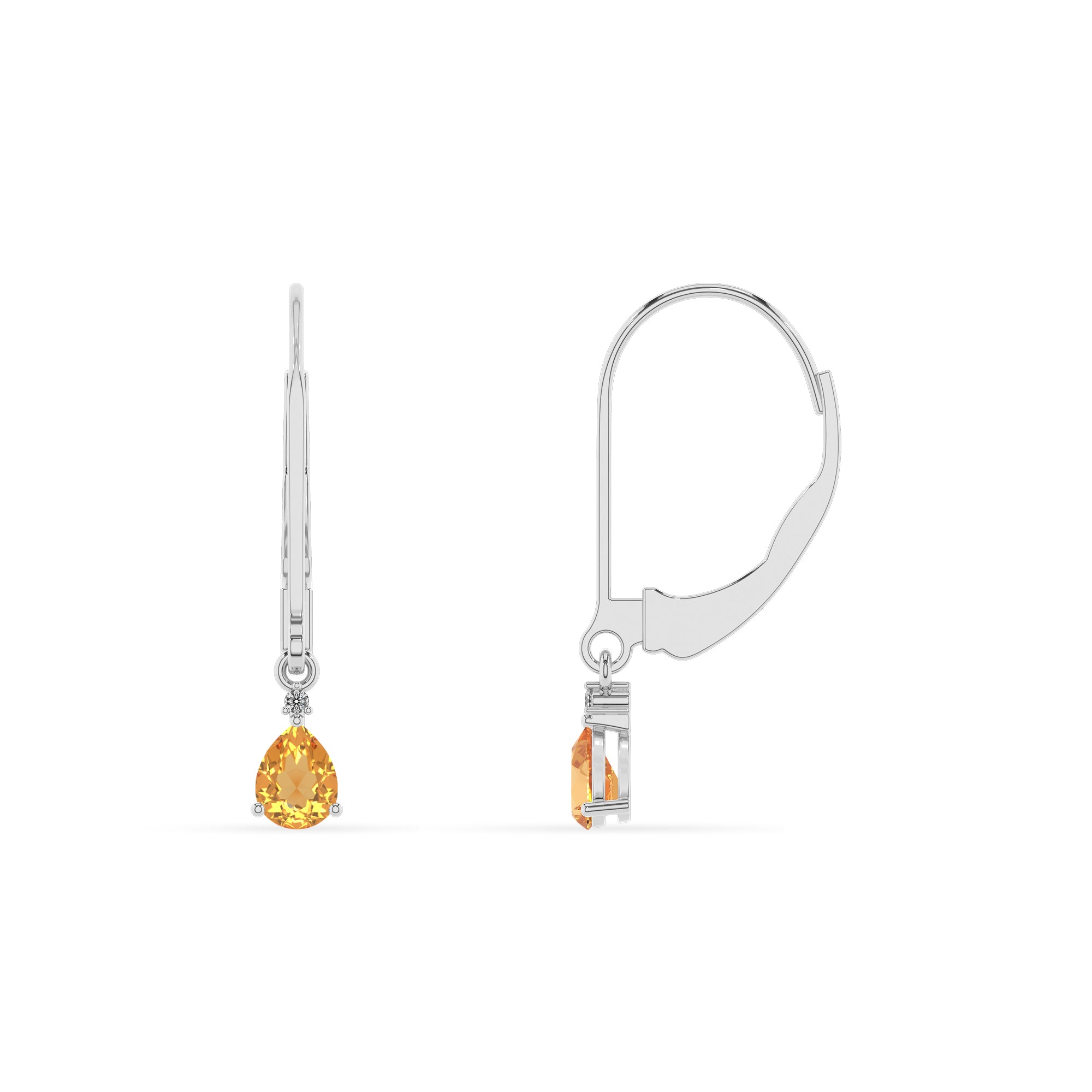 lab grown citrine pear dangle earrings with moissanite 