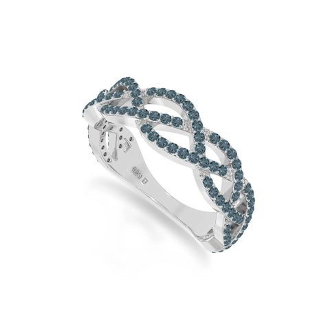 natural london blue topaz twisted braided wedding band rings in sterling silver 