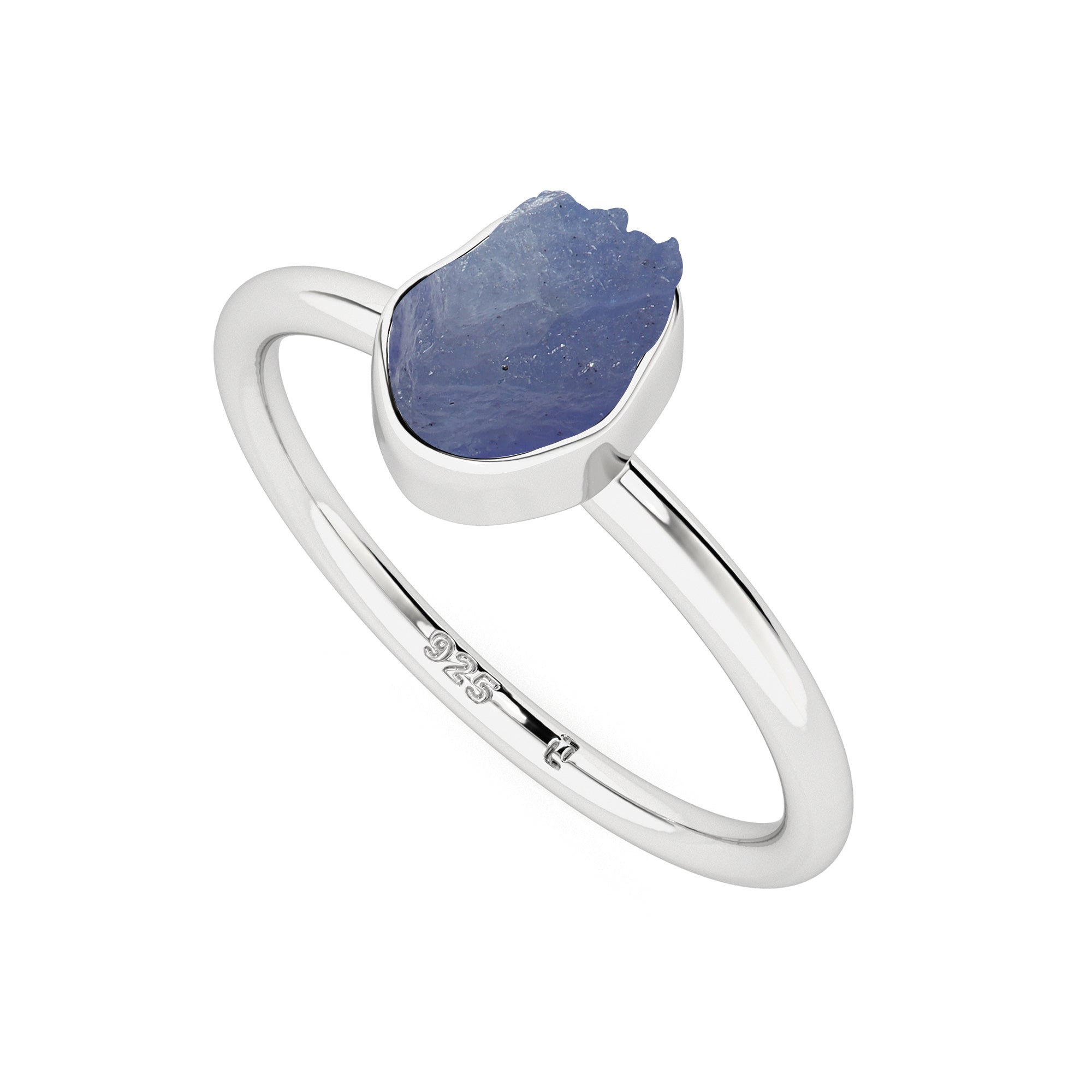 tanzanite rough shape stackable bezel-set ring