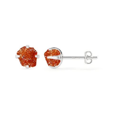 natural sunstone rough shape stud earrings