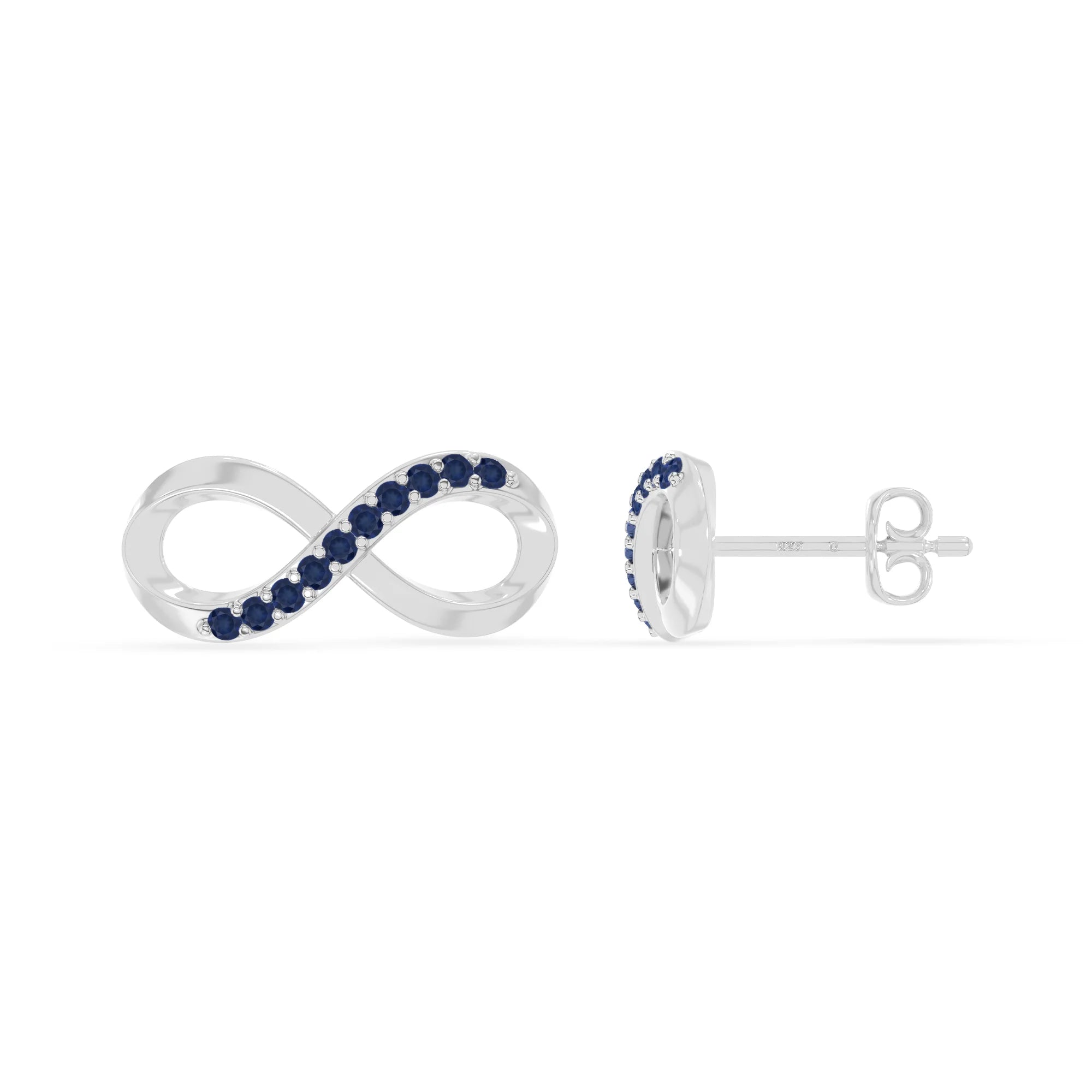 natural blue-sapphire infinity stud earrings in sterling silver 