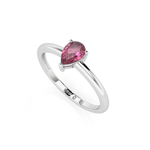 pink tourmaline pear cut stackable prong-set ring