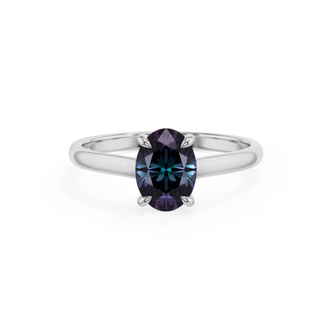 lab grown alexandrite oval solitaire engagement ring