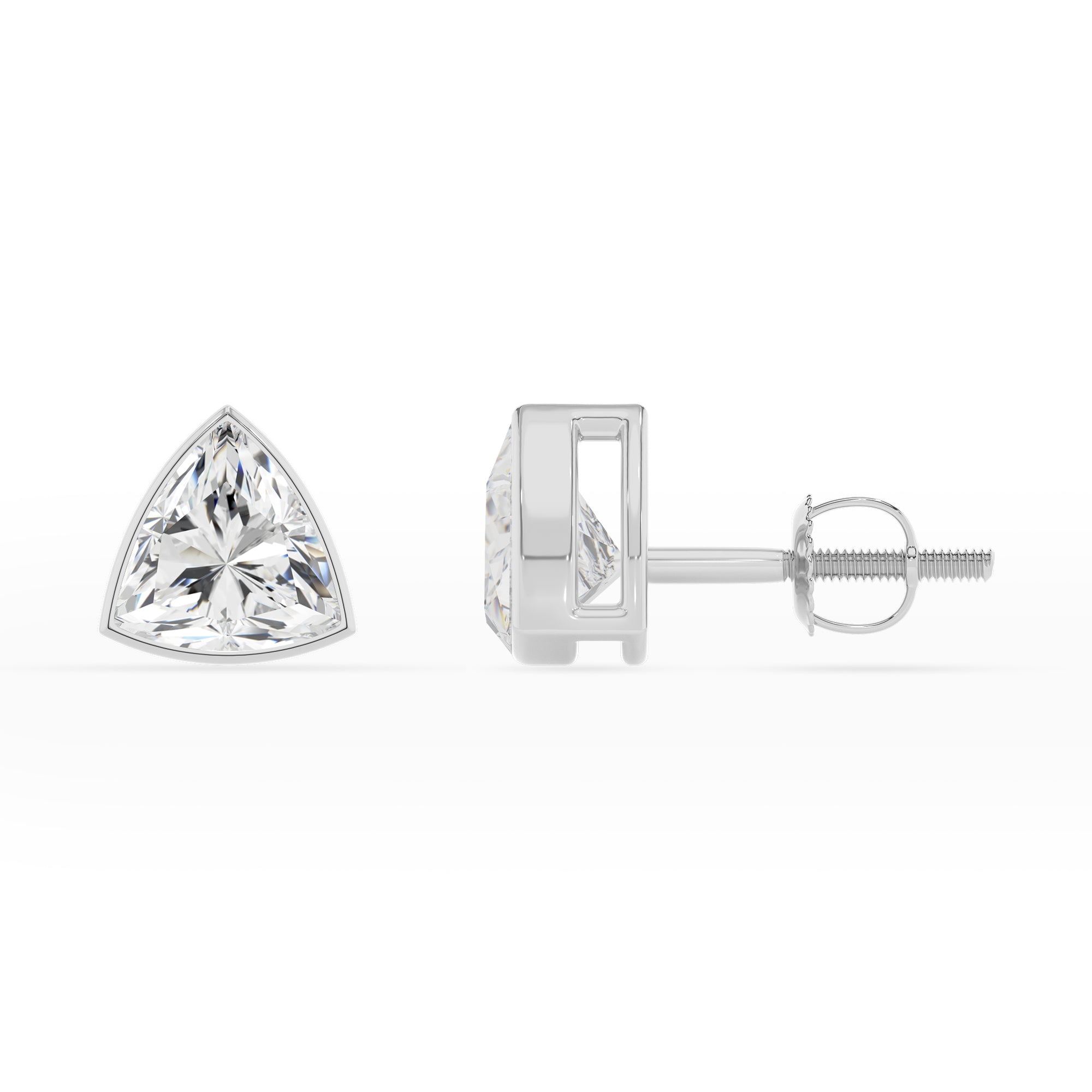 lab grown moissanite trillion stud earrings 