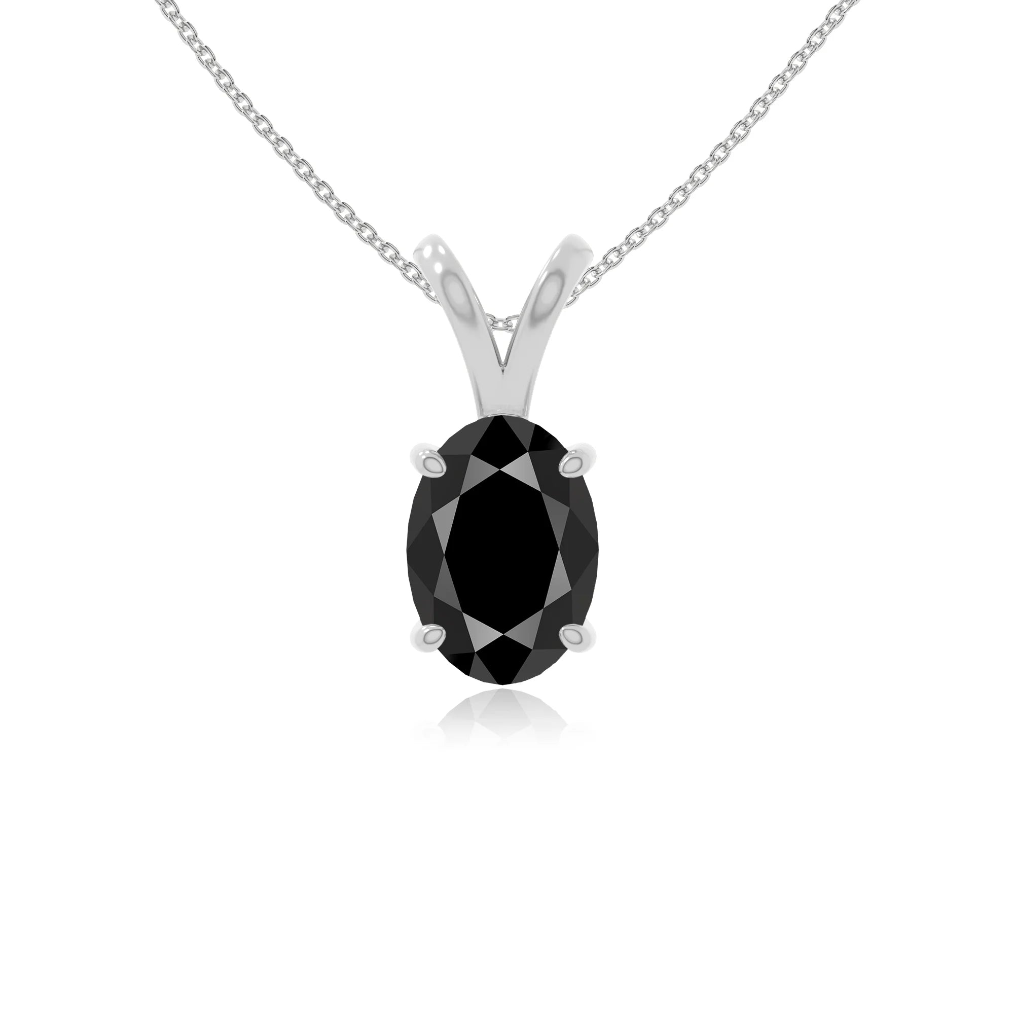 natural black-onyx v-bale solitaire necklaces in sterling silver 