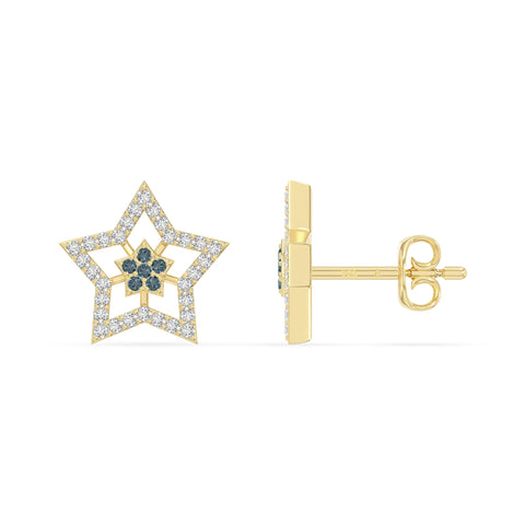 natural london-blue-topaz star stud earrings in yellow gold vermeil 
