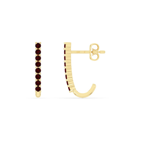 natural garnet hoop earrings in yellow gold vermeil 