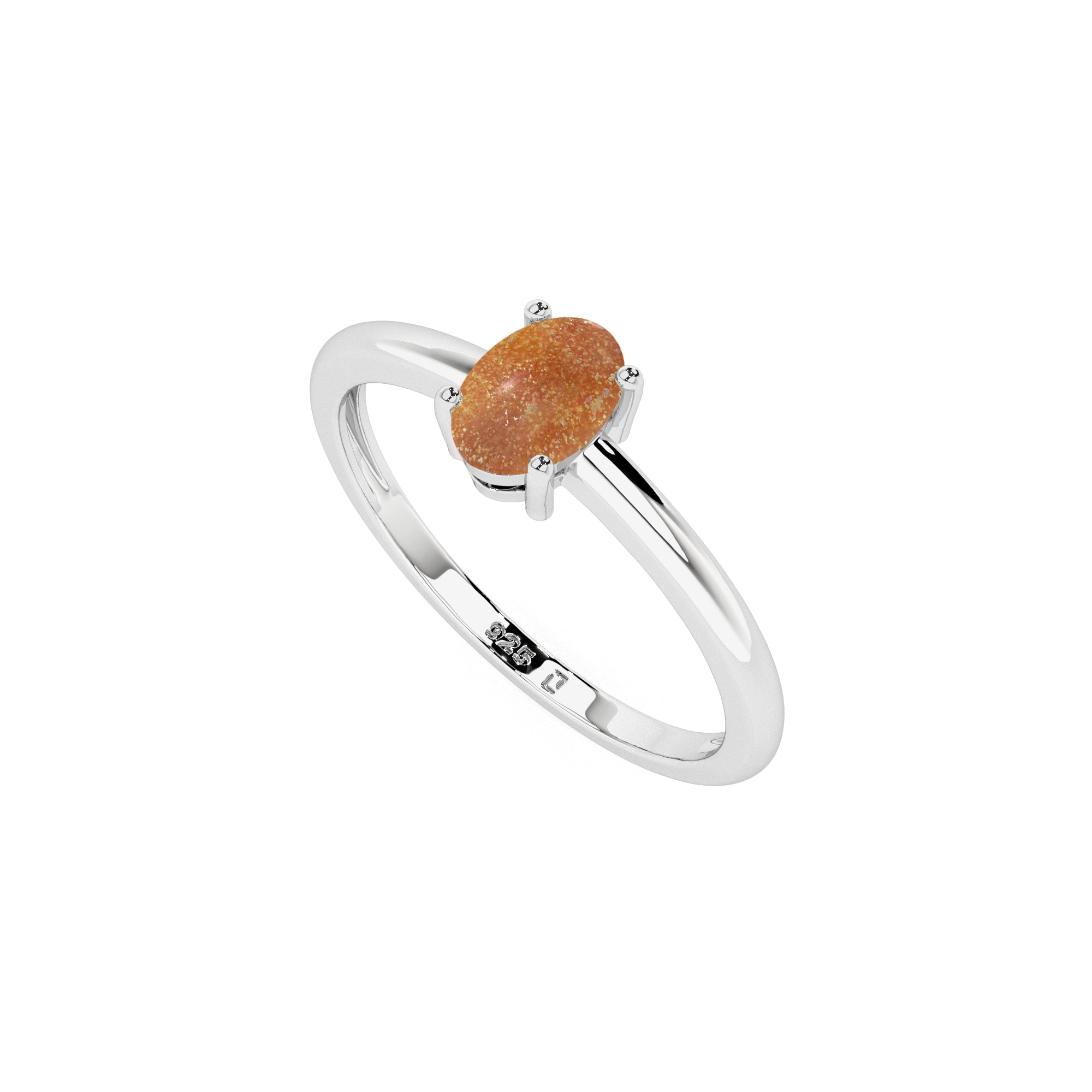 sunstone oval cab stackable prong-set ring