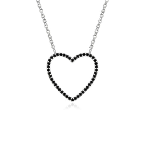 natural black-onyx heart necklaces in sterling silver 