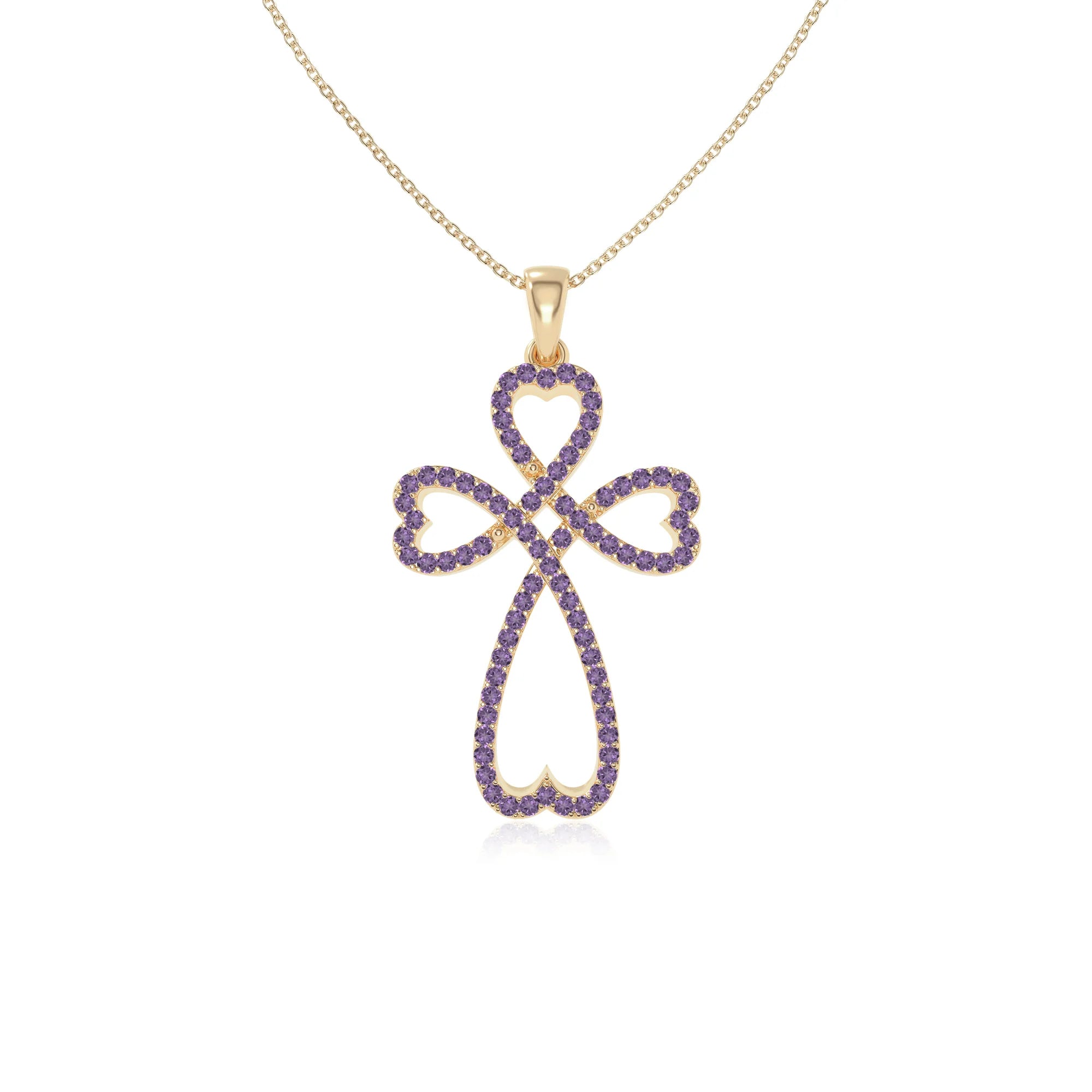 natural amethyst infinity cross necklaces in yellow gold vermeil 