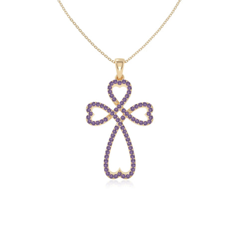 natural amethyst infinity cross necklaces in yellow gold vermeil 