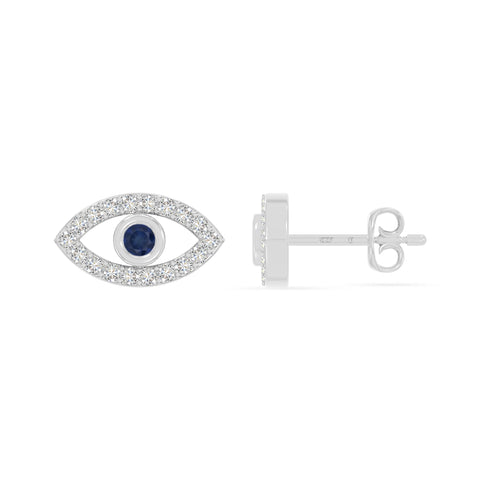 natural blue-sapphire evil eye stud earrings in sterling silver 