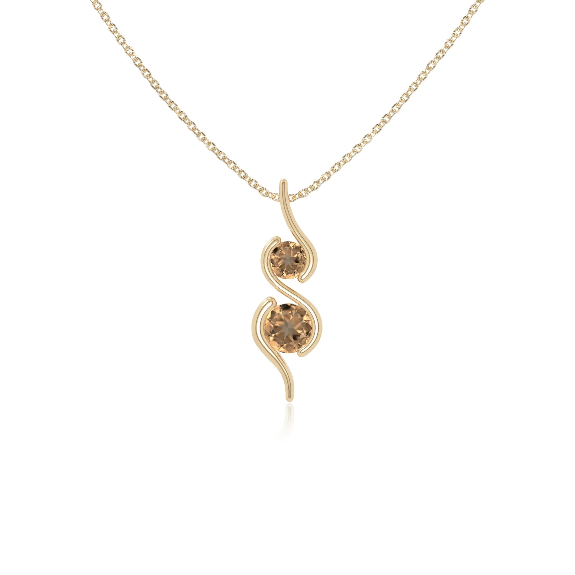 natural citrine 2 stone infinity necklaces in yellow gold vermeil 